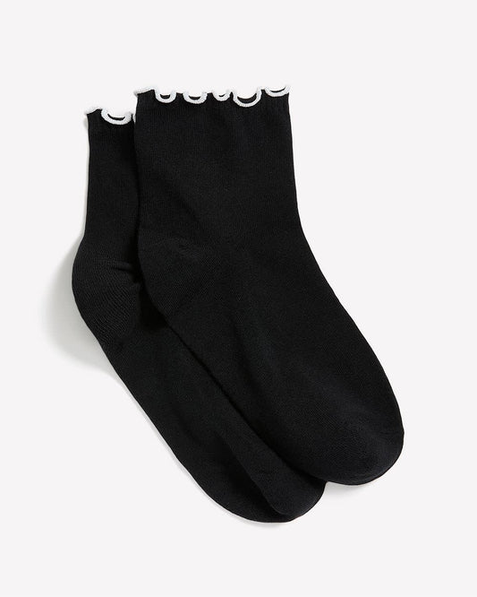 Ankle Socks with Contrasting Lettuce Edge
