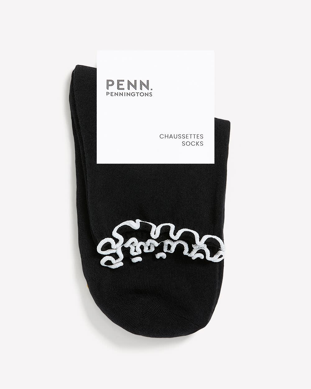 Ankle Socks with Contrasting Lettuce Edge