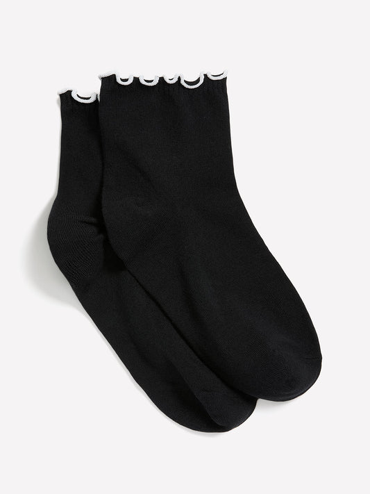 Ankle Socks with Contrasting Lettuce Edge