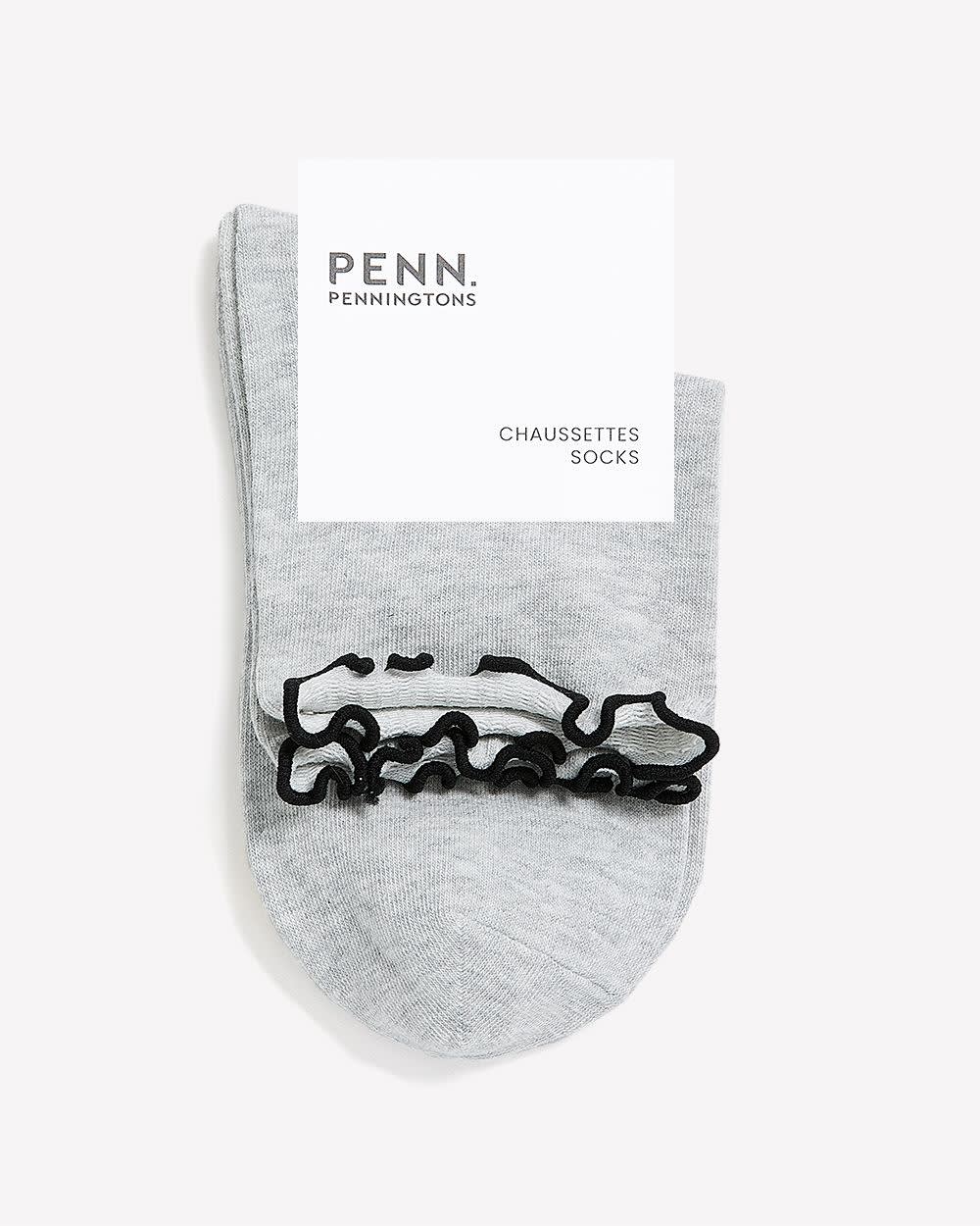 Ankle Socks with Contrasting Lettuce Edge